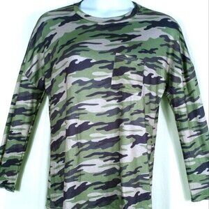 Adele B. Men's Grey & Green Camouflage Long Sleeve Outdoor Under Shirt Size L